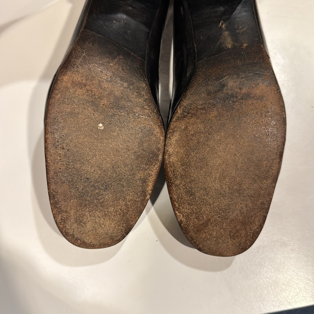 Gucci Black Leather Loafers with Gold Detail Block Heel - SOLD ON EBAY - Picture 5 of 5